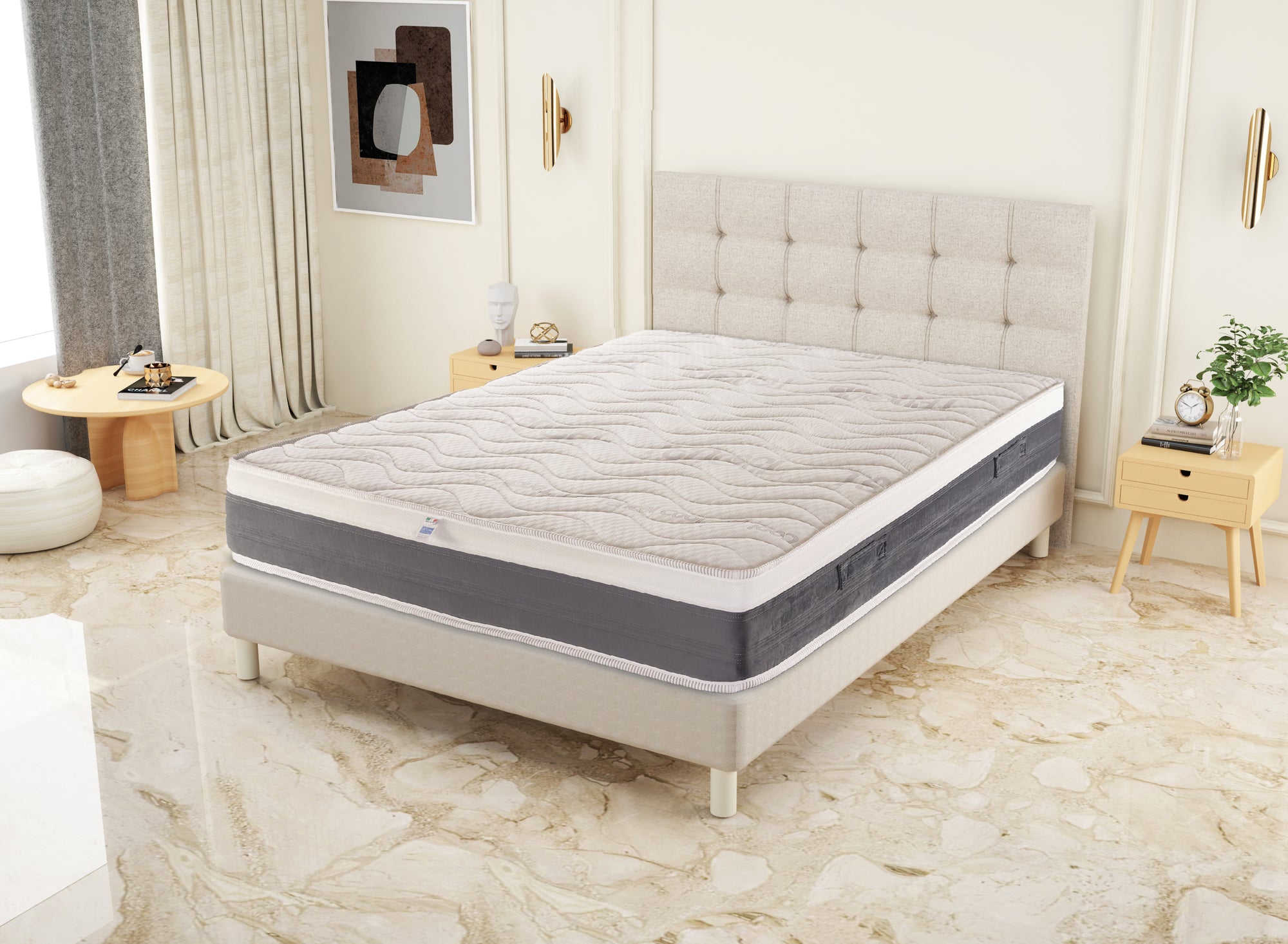 Matelas 800 Ressorts ensachés et Memory Ylang 14 zones Tencel Cool Housse déhoussable