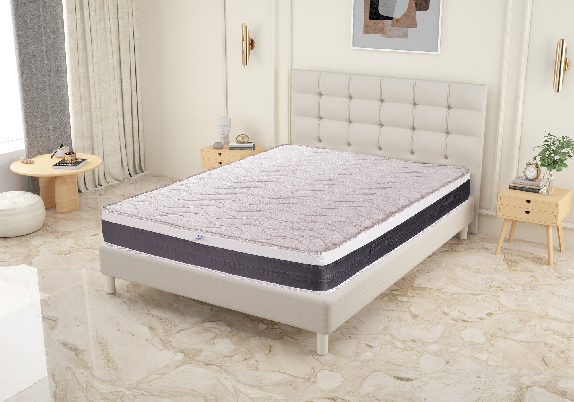 Matelas à ressorts ensachés à mémoire de forme 800, 13 zones, housse amovible.