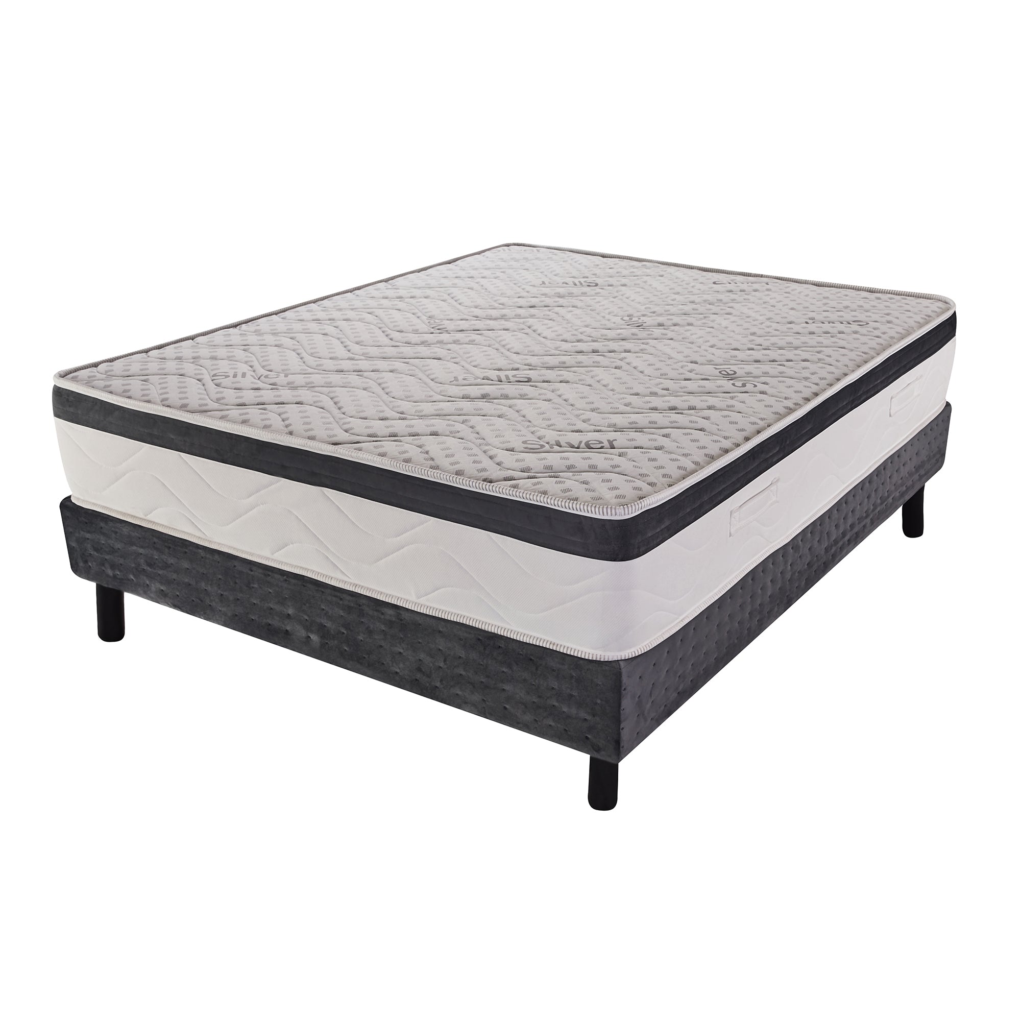 Matelas à ressorts ensachés et mémoire de 7 cm avec 13 zones Silver Ice