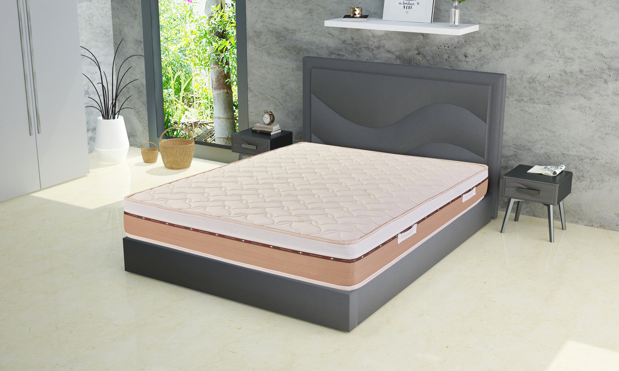 Materasso Matrimoniale Ibrido VIZIM 190x99 Cm - 25 Cm In Memory Foam E Molle Insacchettate - Medio Rigido - Certificato CertiPUR - In Scatola